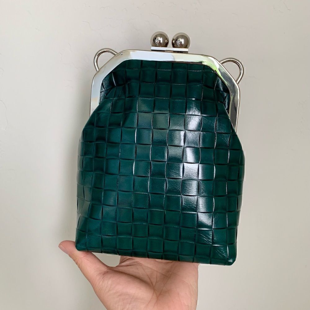 Handmade Genuine Embossed Leather Purse /Push Lock Crossbody/Shoulder bag